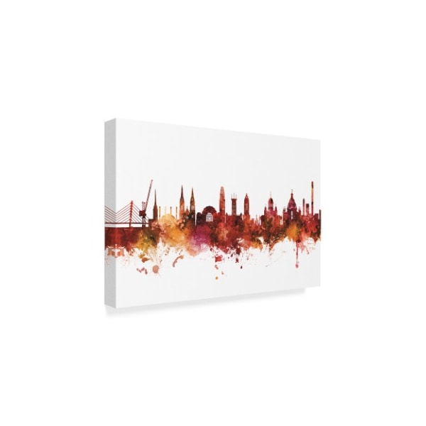 Michael Tompsett 'Helsinki Finland Skyline Red' Canvas Art,16x24